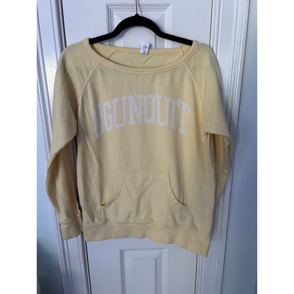 Comfort Colors Ogunquit Maine Sweatshirt Yellow Raglan Scoop Neck Cotton Small
